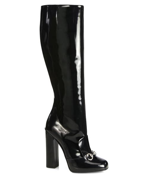 gucci knee-high boots with horsebit|high heel Gucci boots women.